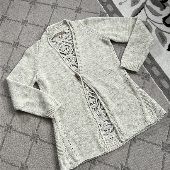 Bianca B Sweaters - Bianca B Tan Italian  Knit Cardigan with Lace Back Detail